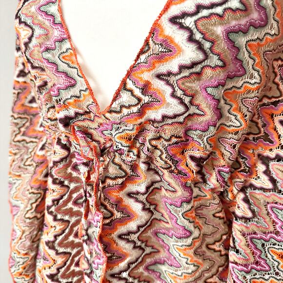 BECCA‎ Sundown Crochet Knit Tunic Metallic Sheer Beach Cover Up Women's Size M/L - Picture 9 of 13